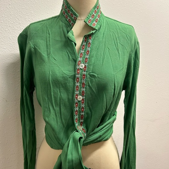 Vintage Tops - Vintage 60s Mustang Shop Green Shirt